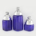 50002ORANGE - Small Round Ocean Blue Canister Set